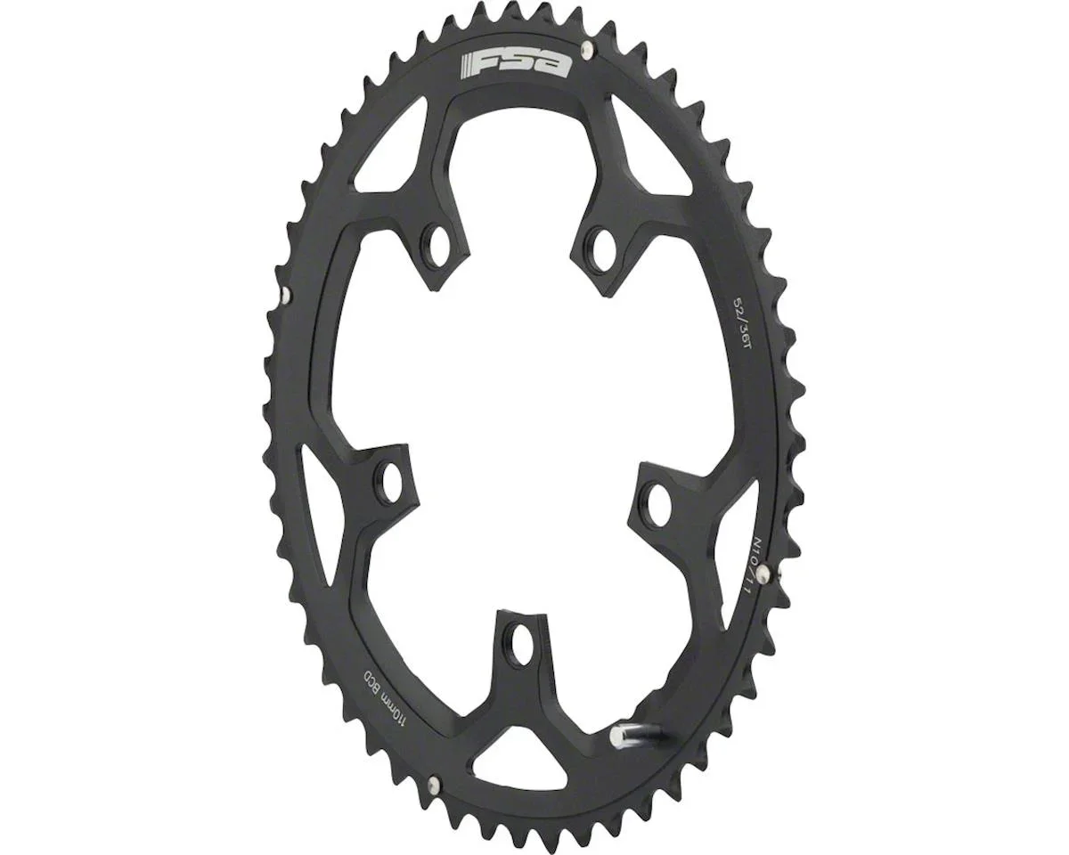 Full Speed Ahead Pro Road Chainrings (Black/Silver) (2 x 10/11 Speed) (Outer) (110mm BCD) (52T)